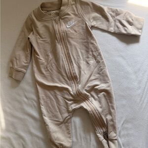 Nike Beige Baby Footed One-Piece Romper